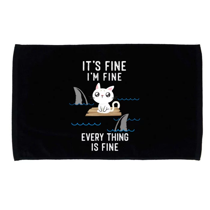 It´s Fine I Am Fine Everything Is Fine Funny Cat Gift Microfiber Hand Towel