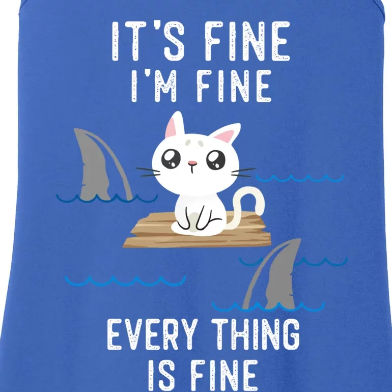 It´s Fine I Am Fine Everything Is Fine Funny Cat Gift Ladies Essential Tank