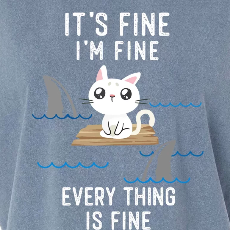 It´s Fine I Am Fine Everything Is Fine Funny Cat Gift Garment-Dyed Women's Muscle Tee