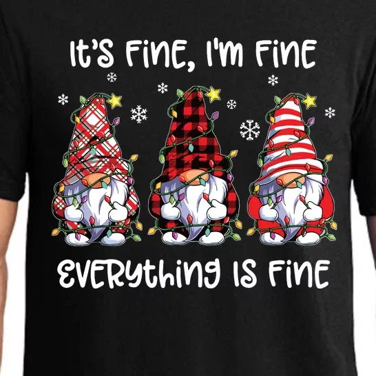 Its Fine Im Fine Everything Is Fine Gnome Christmas Lights Pajama Set