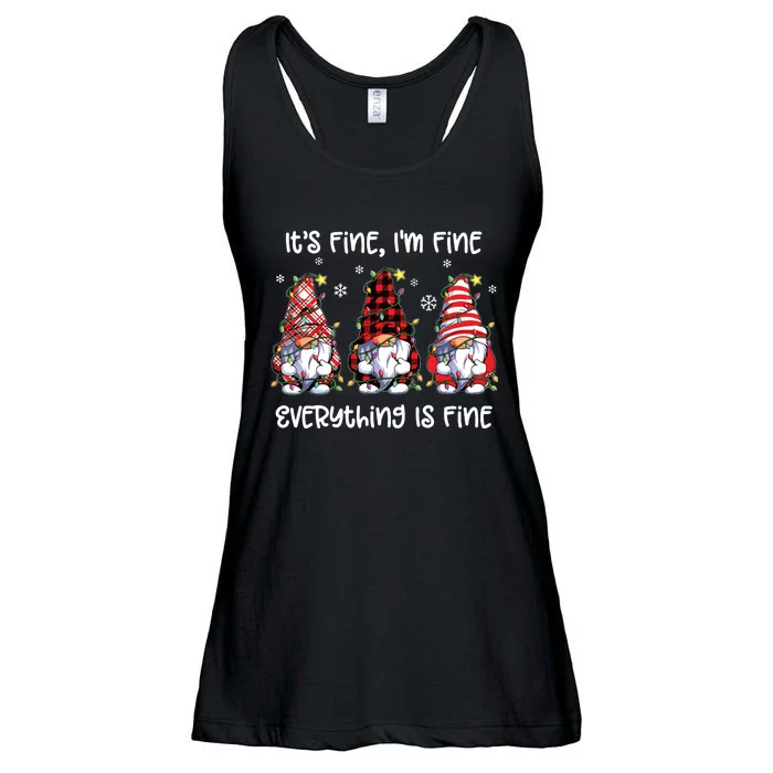 Its Fine Im Fine Everything Is Fine Gnome Christmas Lights Ladies Essential Flowy Tank