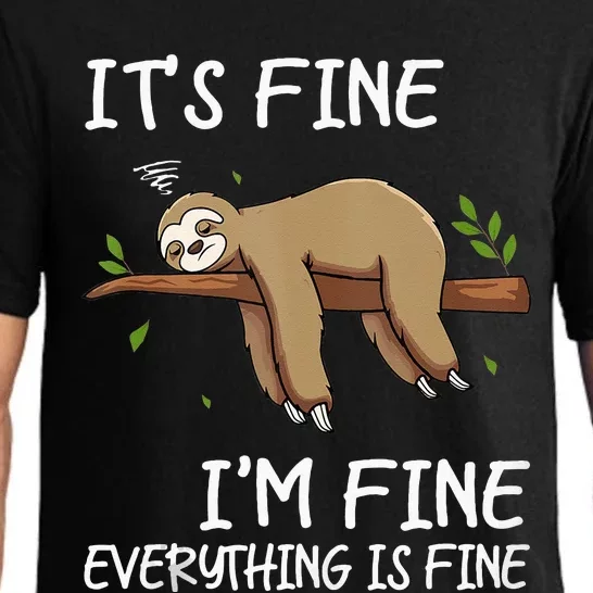 Its Fine Im Fine Everythings Fine Funny Lazy Sloth Women Men Pajama Set