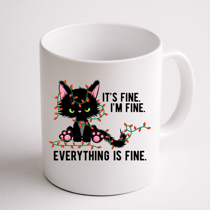 Its Fine Im Fine Everything Is Funny Cat Christmas Front & Back Coffee Mug