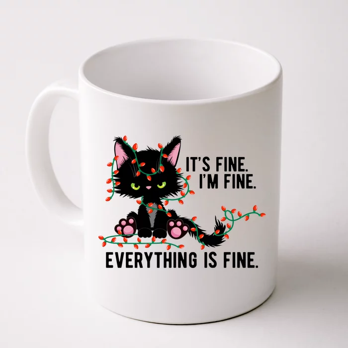 Its Fine Im Fine Everything Is Funny Cat Christmas Front & Back Coffee Mug