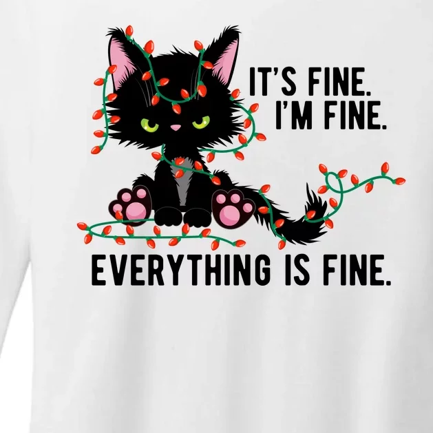 Its Fine Im Fine Everything Is Funny Cat Christmas Womens CVC Long Sleeve Shirt