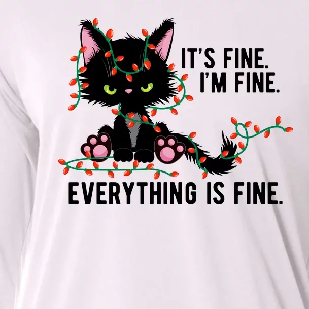 Its Fine Im Fine Everything Is Funny Cat Christmas Cooling Performance Long Sleeve Crew