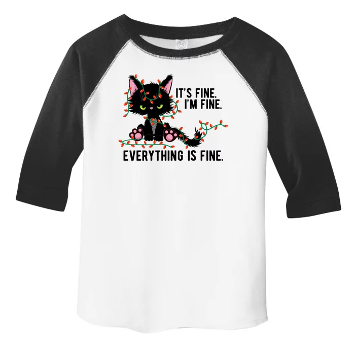 Its Fine Im Fine Everything Is Funny Cat Christmas Toddler Fine Jersey T-Shirt