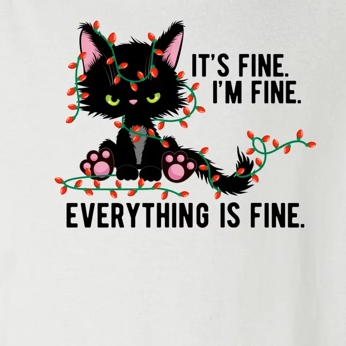 Its Fine Im Fine Everything Is Funny Cat Christmas Toddler Long Sleeve Shirt