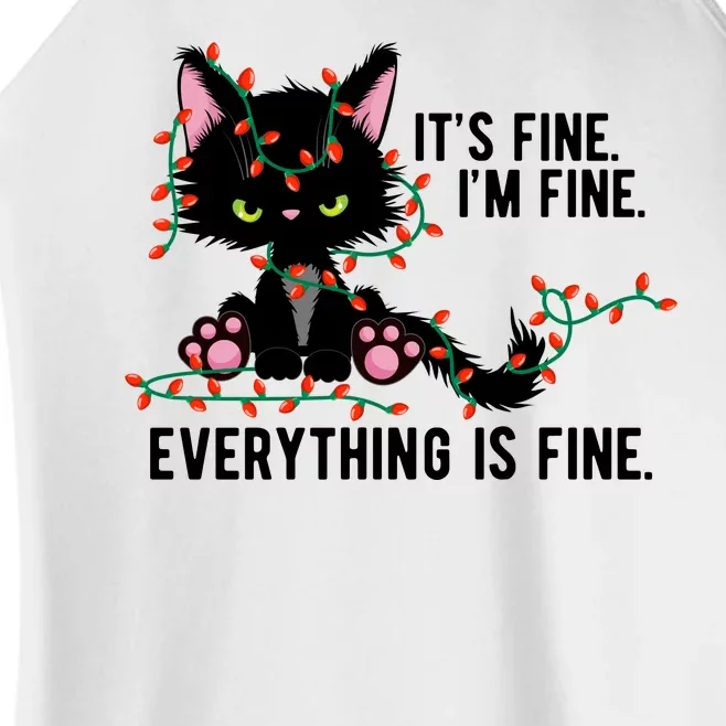 Its Fine Im Fine Everything Is Funny Cat Christmas Women’s Perfect Tri Rocker Tank