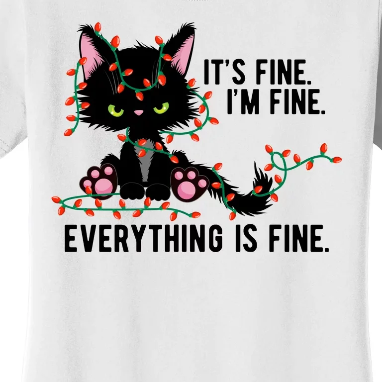 Its Fine Im Fine Everything Is Funny Cat Christmas Women's T-Shirt