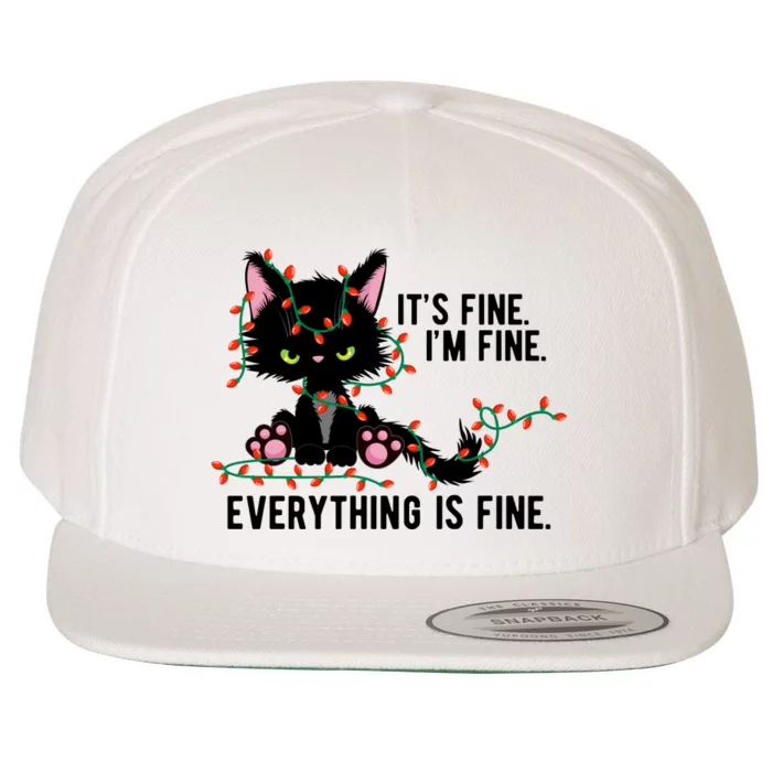 Its Fine Im Fine Everything Is Funny Cat Christmas Wool Snapback Cap