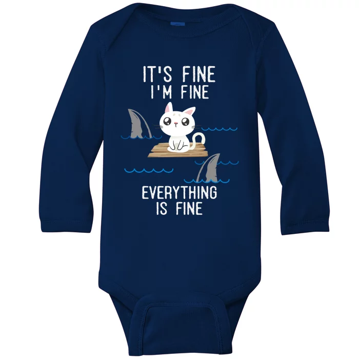 It´s Fine I Am Fine Everything Is Fine Funny Cat Gift Baby Long Sleeve Bodysuit