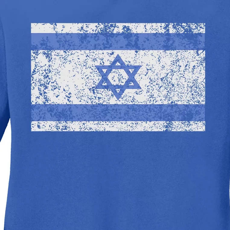 Israeli Flag Israel Jewish Star of David Jerusalem Ladies Long Sleeve Shirt