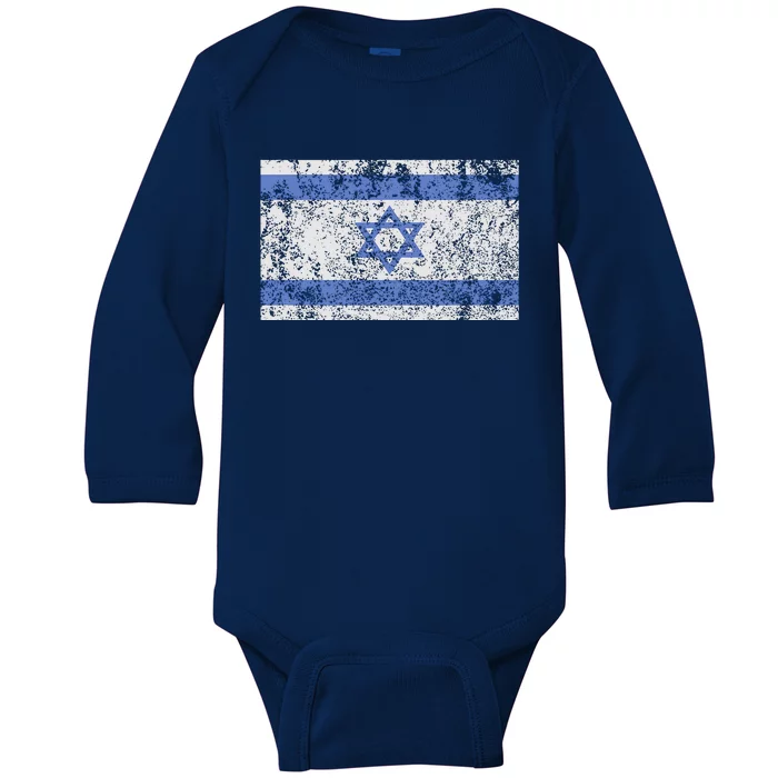 Israeli Flag Israel Jewish Star of David Jerusalem Baby Long Sleeve Bodysuit