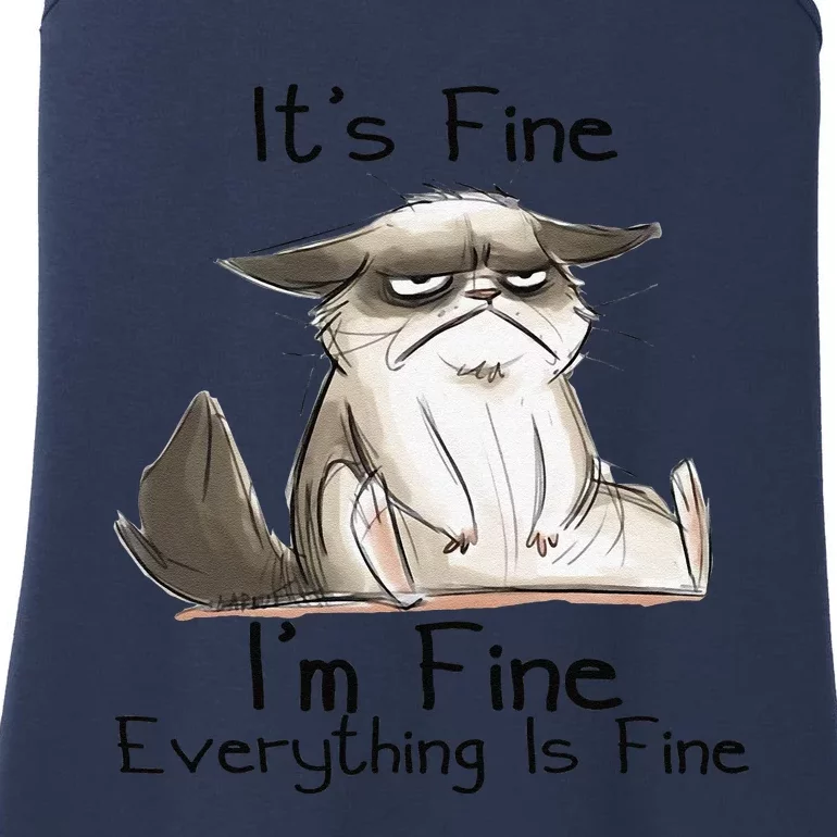 Its Fine Im Fine Everything Is Fine Funny Black Cat Gifts Ladies Essential Tank