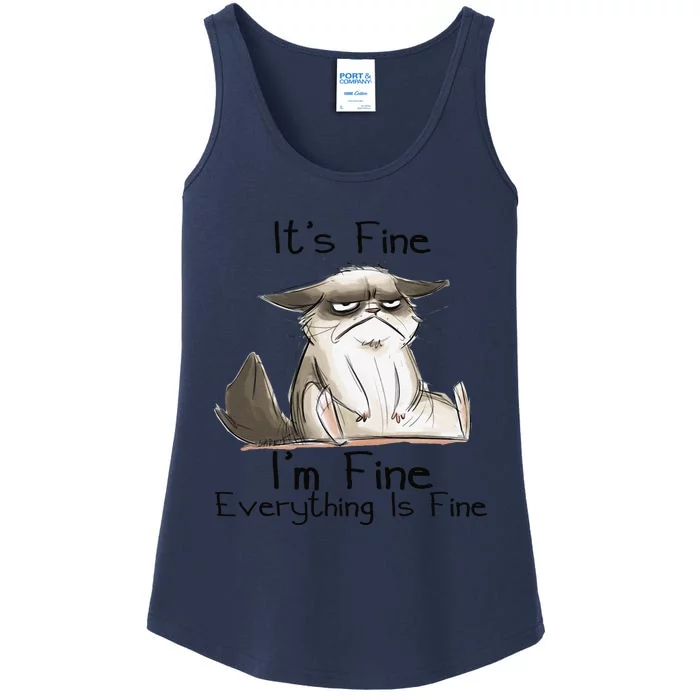 Its Fine Im Fine Everything Is Fine Funny Black Cat Gifts Ladies Essential Tank