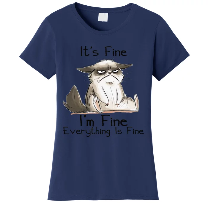 Its Fine Im Fine Everything Is Fine Funny Black Cat Gifts Women's T-Shirt