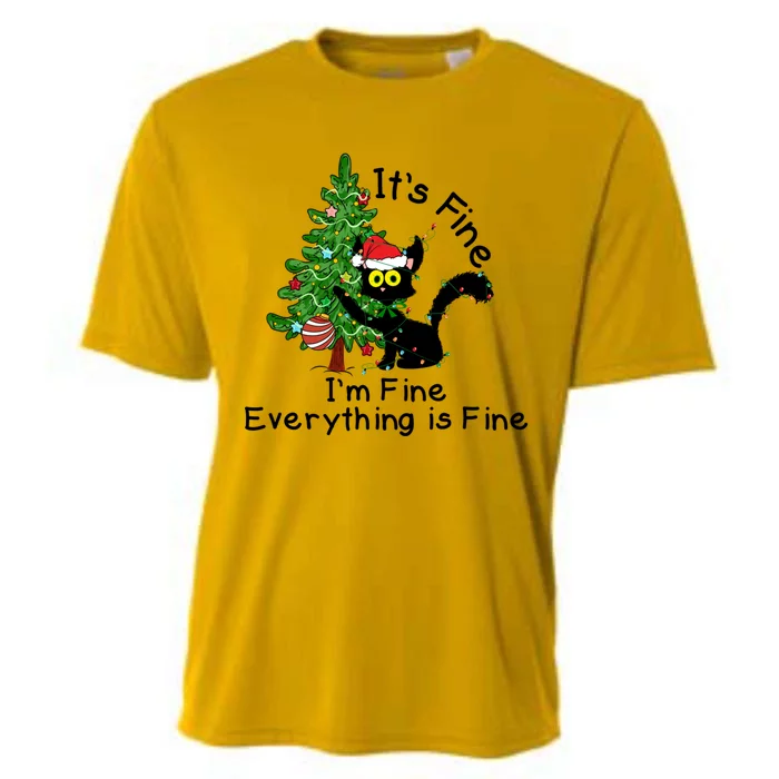 ItS Fine IM Fine Santa Black Cat Xmas Tree Funny Christmas Great Gift Cooling Performance Crew T-Shirt