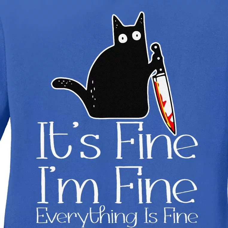 Its Fine Im Fine Everythings Fine Halloween Costume Cat Ladies Long Sleeve Shirt