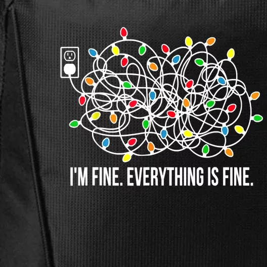 It's Fine I'm Fine Everything Is Fine Funny Christmas Lights City Backpack