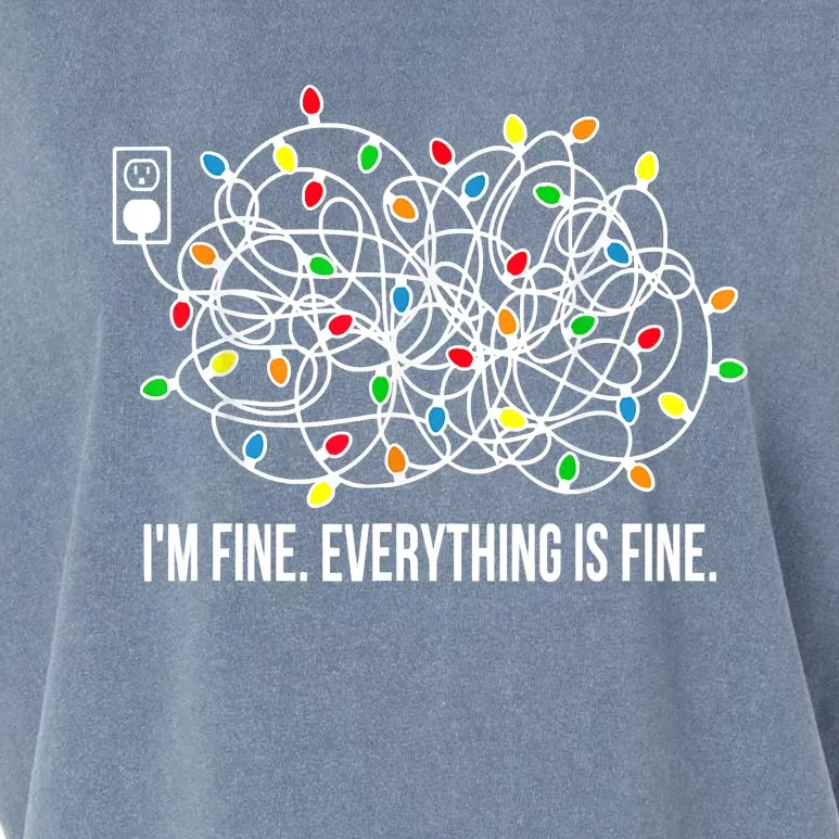 It's Fine I'm Fine Everything Is Fine Funny Christmas Lights Garment-Dyed Women's Muscle Tee