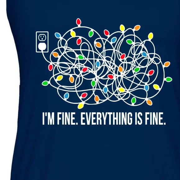 It's Fine I'm Fine Everything Is Fine Funny Christmas Lights Ladies Essential Flowy Tank