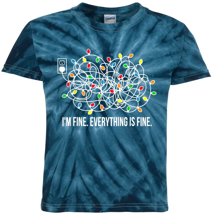 It's Fine I'm Fine Everything Is Fine Funny Christmas Lights Kids Tie-Dye T-Shirt