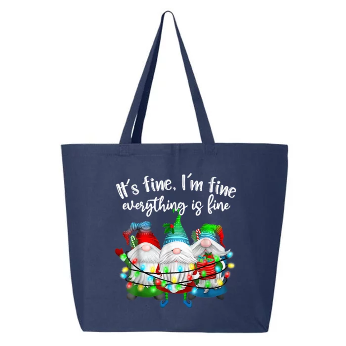 It's Fine I'm Fine Everything Is Fine Gnome Christmas Light 25L Jumbo Tote