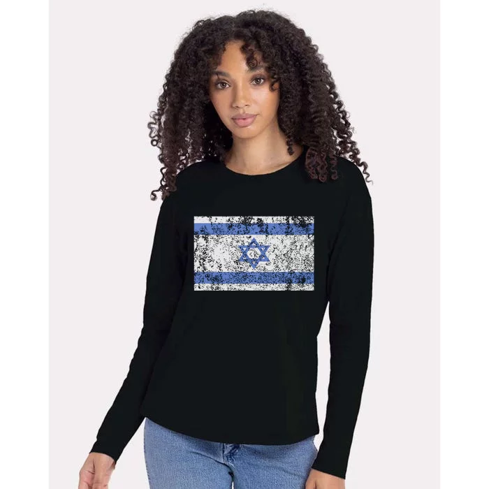 Israeli Flag Israel Jewish Star of David Jerusalem Womens Cotton Relaxed Long Sleeve T-Shirt