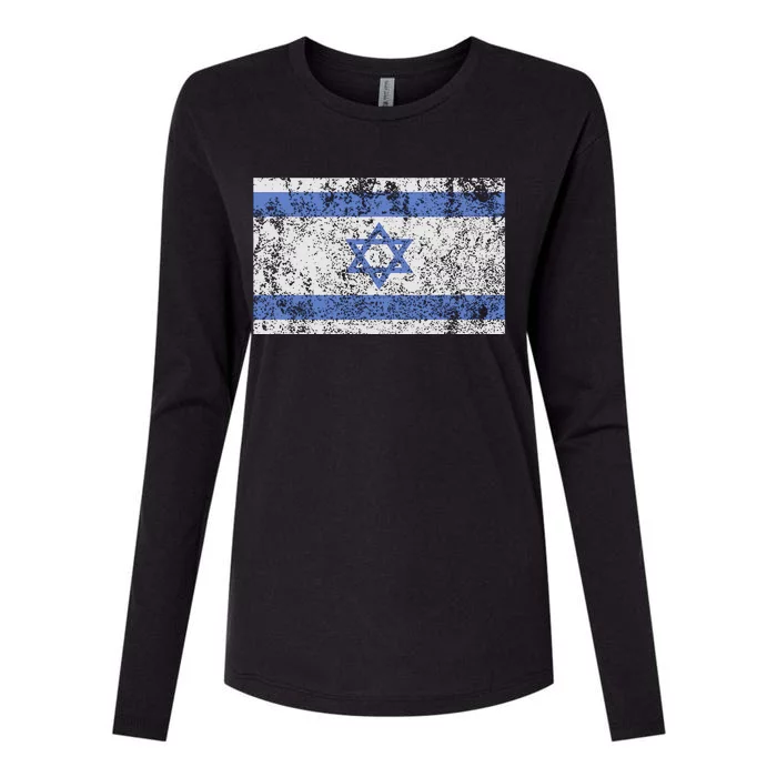 Israeli Flag Israel Jewish Star of David Jerusalem Womens Cotton Relaxed Long Sleeve T-Shirt