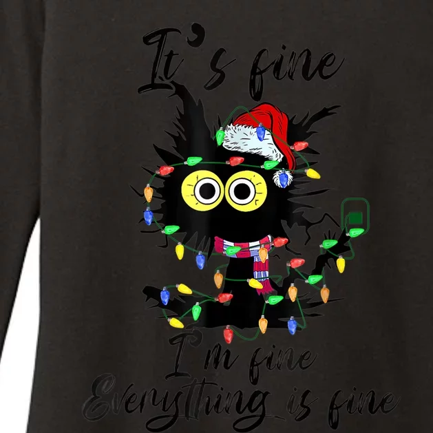 It's Fine I'm Fine Everything Is Fine Funny Cat Christmas Womens CVC Long Sleeve Shirt