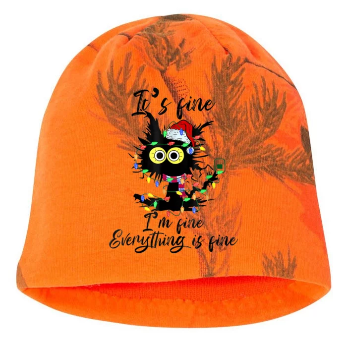 It's Fine I'm Fine Everything Is Fine Funny Cat Christmas Kati - Camo Knit Beanie