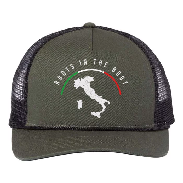 Italy Flag & Italian Map Funny Pun Italia Men Women Retro Rope Trucker Hat Cap