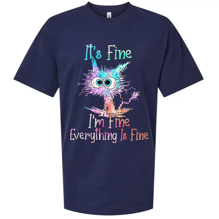 It's Fine I'm Fine Everything Is Fine Shirt Tie Dye Cat Sueded Cloud Jersey T-Shirt