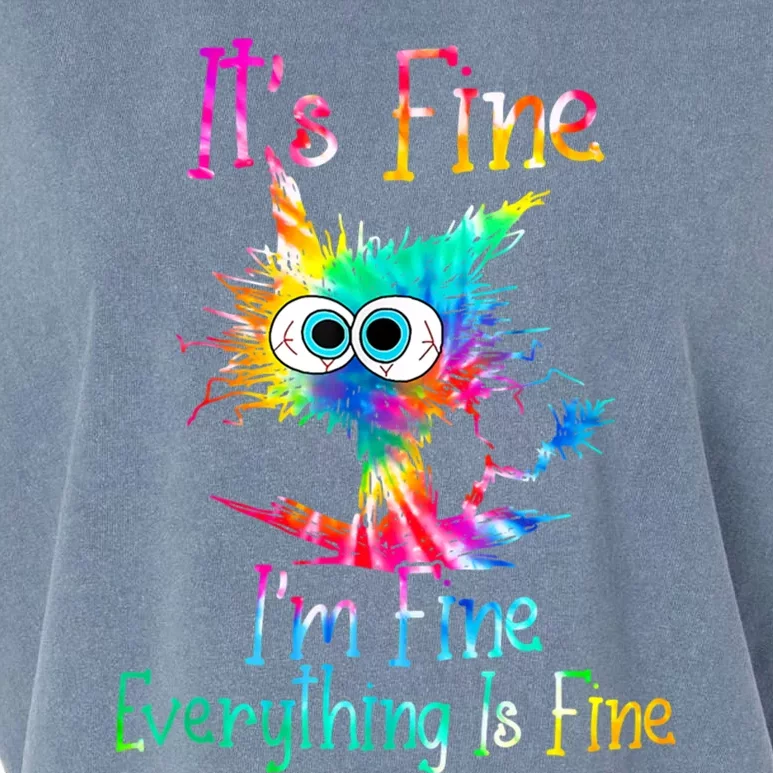 It's Fine I'm Fine Everything Is Fine Funny Cat Tie Dye Meaningful Gift Garment-Dyed Women's Muscle Tee