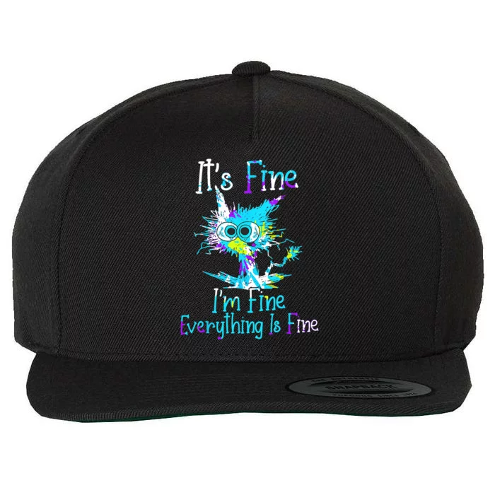 Its Fine Im Fine Everything Is Fine Funny Cat Tie Dye Wool Snapback Cap