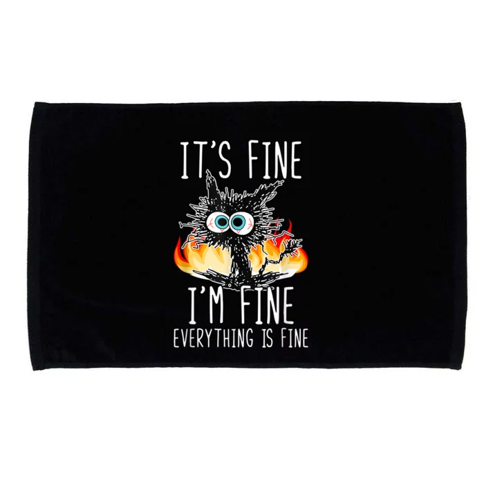 It's Fine I'm Fine Everything Is Fine Funny Cat Microfiber Hand Towel