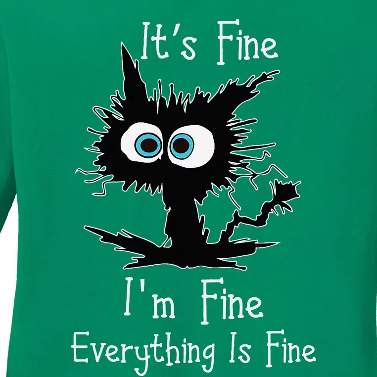 Its Fine Im Fine Everythings Fine Cat Ladies Long Sleeve Shirt