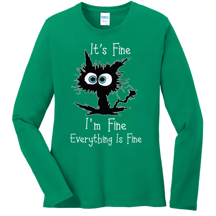 Its Fine Im Fine Everythings Fine Cat Ladies Long Sleeve Shirt