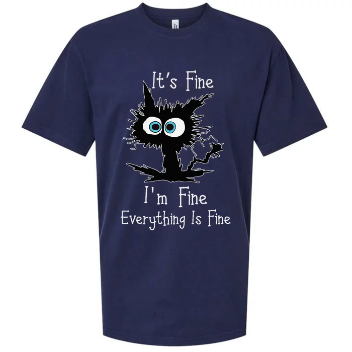 Its Fine Im Fine Everythings Fine Cat Sueded Cloud Jersey T-Shirt