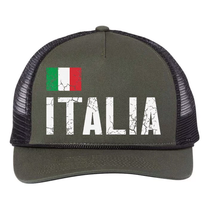 Italia Flag Italian Italy Family Heritage Design Retro Rope Trucker Hat Cap