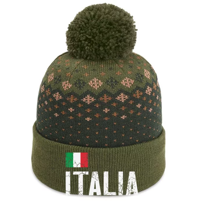 Italia Flag Italian Italy Family Heritage Design The Baniff Cuffed Pom Beanie