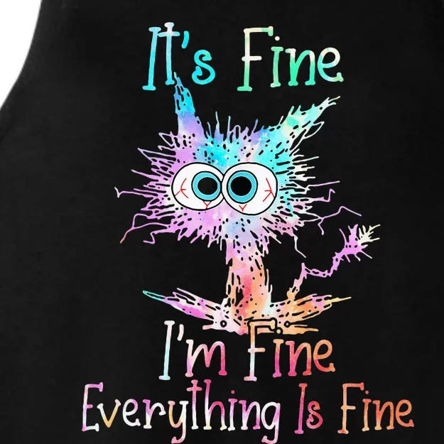 Its Fine Im Fine Everything Is Fine Tie Dye Cat Ladies Tri-Blend Wicking Tank