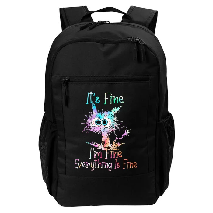 Its Fine Im Fine Everything Is Fine Tie Dye Cat Daily Commute Backpack