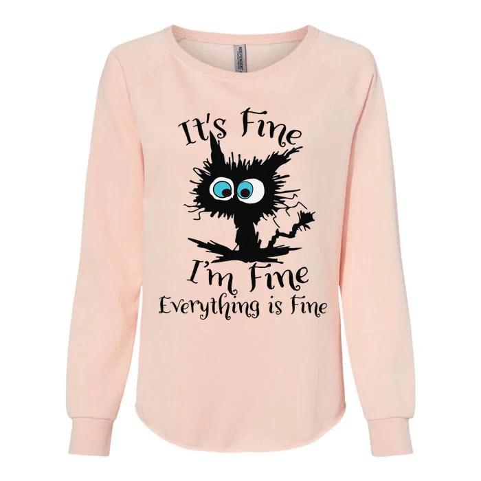 It's Fine I'm Fine Everything Is Fine Funny Black Cat Nurse Womens California Wash Sweatshirt