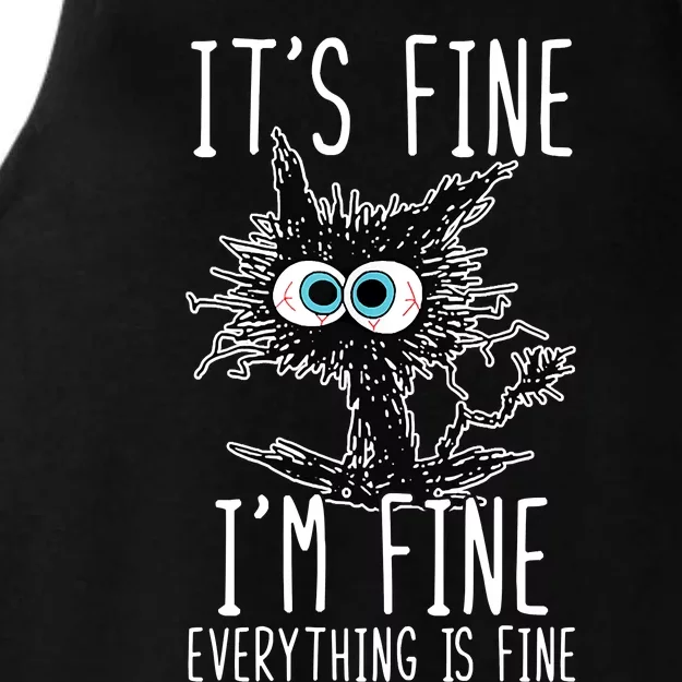 It's Fine I'm Fine Everything Is Fine Funny Black Cat Ladies Tri-Blend Wicking Tank