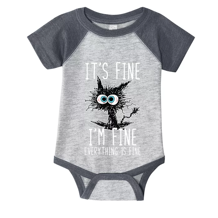 It's Fine I'm Fine Everything Is Fine Funny Black Cat Infant Baby Jersey Bodysuit