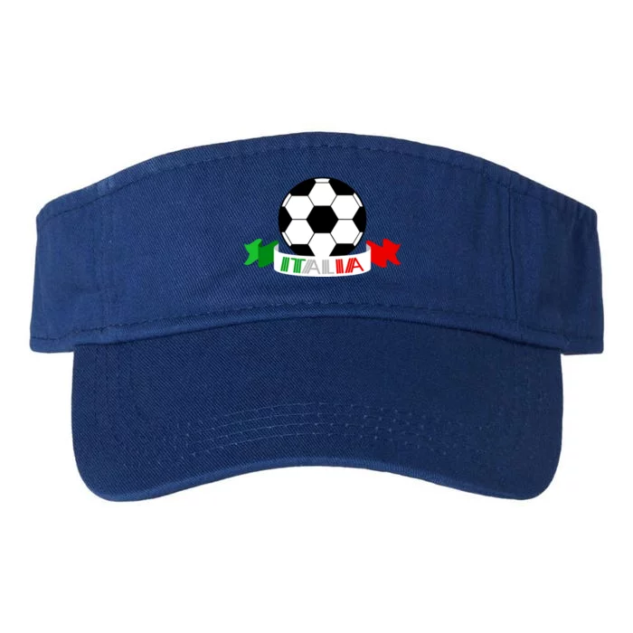 Italy Football Italian Flag Soccer Ball Italia Gift Valucap Bio-Washed Visor