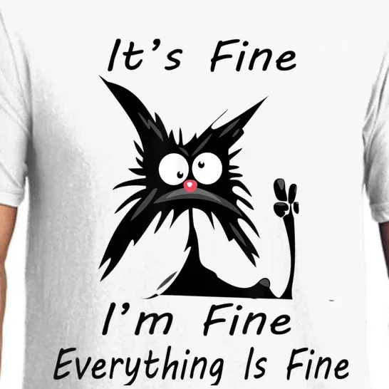 Its Fine Im Fine Everything Is Fine Silly Cat Pajama Set