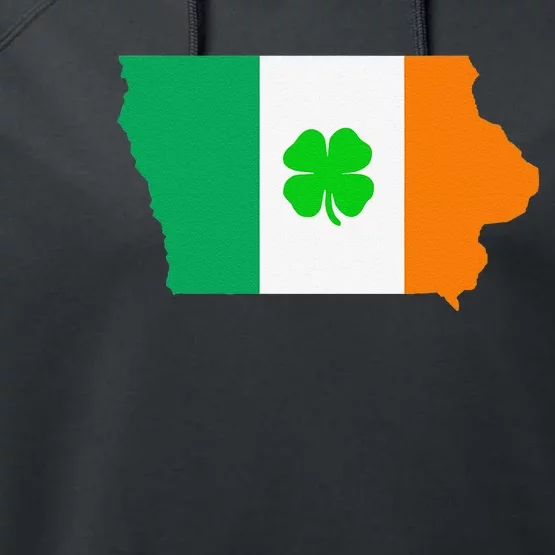 Irish Flag Iowa State Map St Patrick's Day Performance Fleece Hoodie